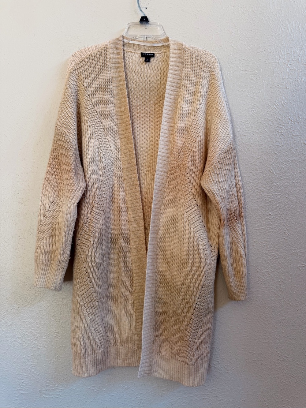 Torrid cream ombre long open cardigan